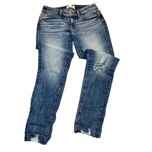 BKE Stella Ankle Skinny Jeans Womens 29 Low Rise Distressed Medium Wash 7W63062